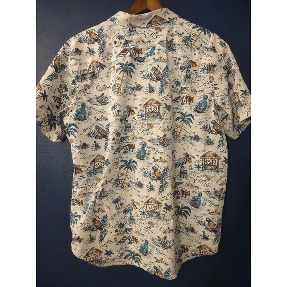 Columbia Men's Hawaiian Shirt Button Up Size L Short Sleeve Paradise Theme - Picture 4 of 6